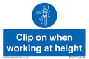 Clip on when working at height Text: 